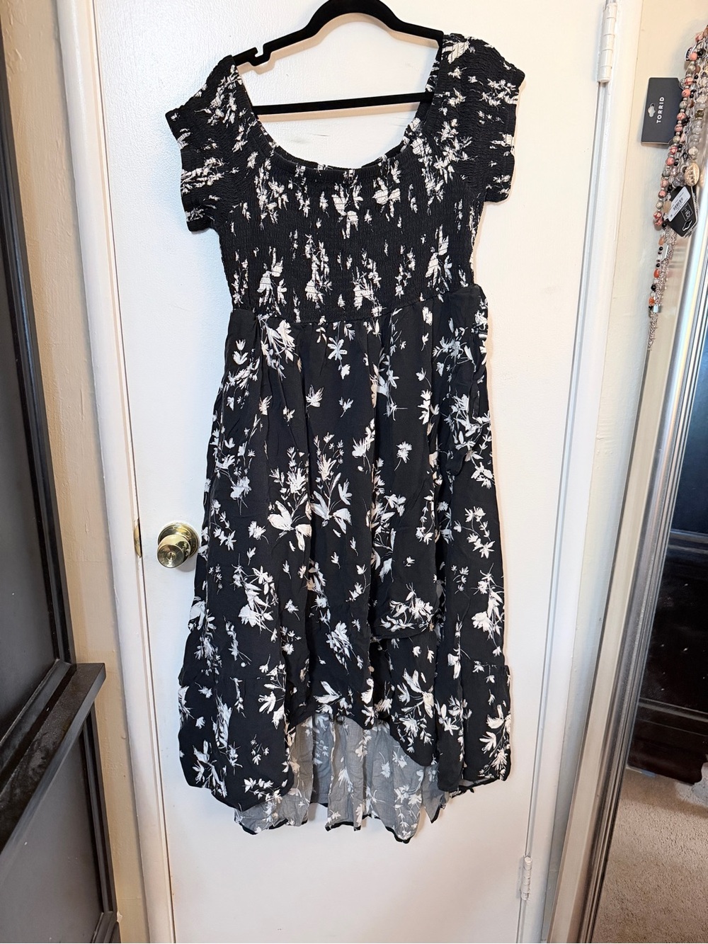torrid Black and White Floral Smocked Kids Dress